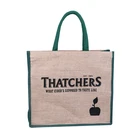 Cheap price promotional standard size natural jute bag padded handled cotton