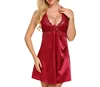 High quality Women Sexy Nightgown Satin Chemise Lingerie Lace Babydoll Nightie