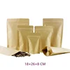 18*26*8 CM Ziplock Doypack Brown Kraft Paper Aluminum Foil Lined Plating Inside Stand Up Pouch Food Packaging Bags With Zipper