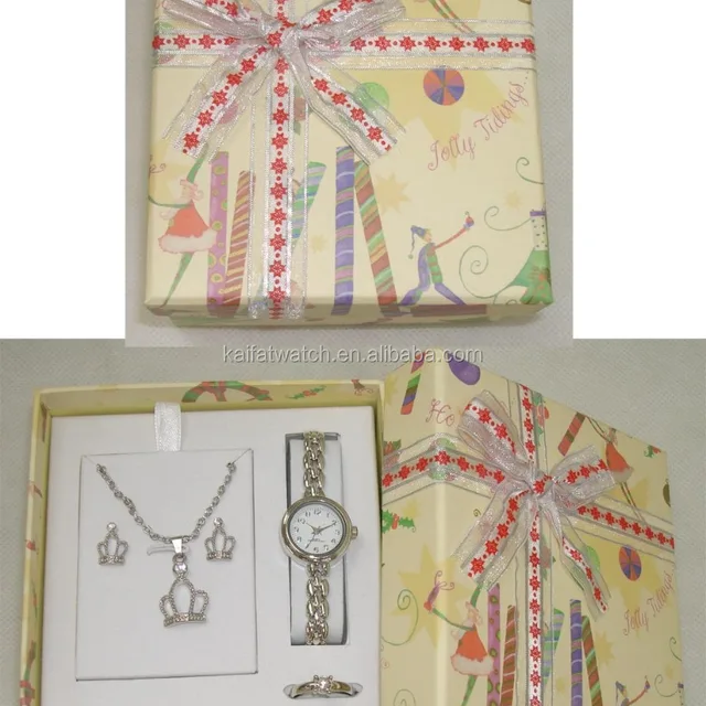 bracelet watch ladies an crown necklace ,ring and earrings gift