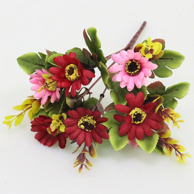 Flone Lovely Mini Daisy Imitation Flower European Style Oil Painting Chrysanthemum Silk Flower Wedding Home Party Decor  (15)