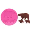 S517 Custom handmade animal family Mama Bear and baby Bear keychain silicone mold