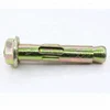 yellow zinc plated 10*77 hex flange nut type sleeve anchor bolt