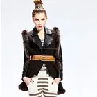 2015 Newest Winter Ladies Fox Fur Strip Wool Knitted Shawl And Scarf
