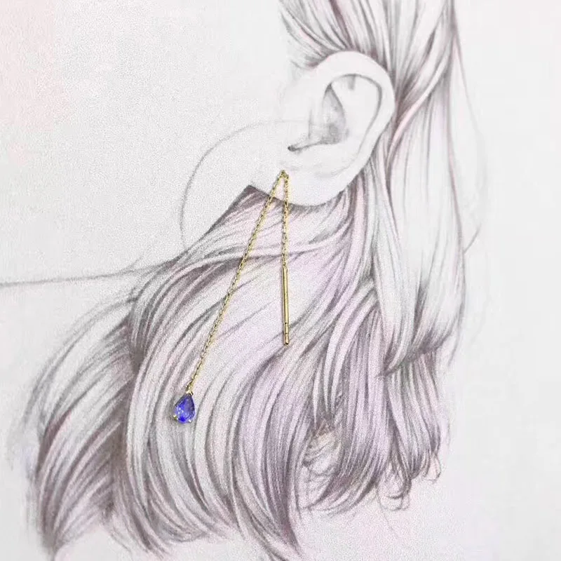 ANI 18k Yellow Gold Women Tanzanite Dangle Earrings 0.35 ct Pear Cut Tanzanite Drop Earrings Bridal Wedding Brincos Jewelry ANI 18k Yellow Gold Women Tanzanite Dangle Earrings 0.35 ct Pear Cut Tanzanite Drop Earrings Bridal Wedding Brincos Jewelry