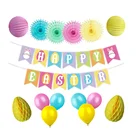 new products happy easter bunny banner egg shaped honeycomb ball olgan paper lantern easter party decorations