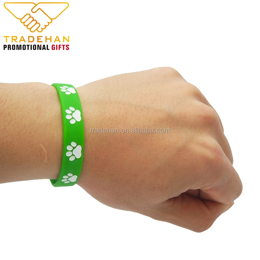 logo debossed paw silicone wristband cheap armband bracelets