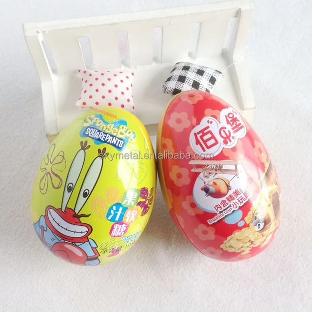 christmas egg shape metal candy promotion gifts packaging box