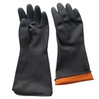 130g 35cm 14inch long black outside and orange inside industrial latex rubber hand gloves safety working hand gloves