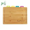 5 Piece Set bamboo cutting board with Color coded plastic mat