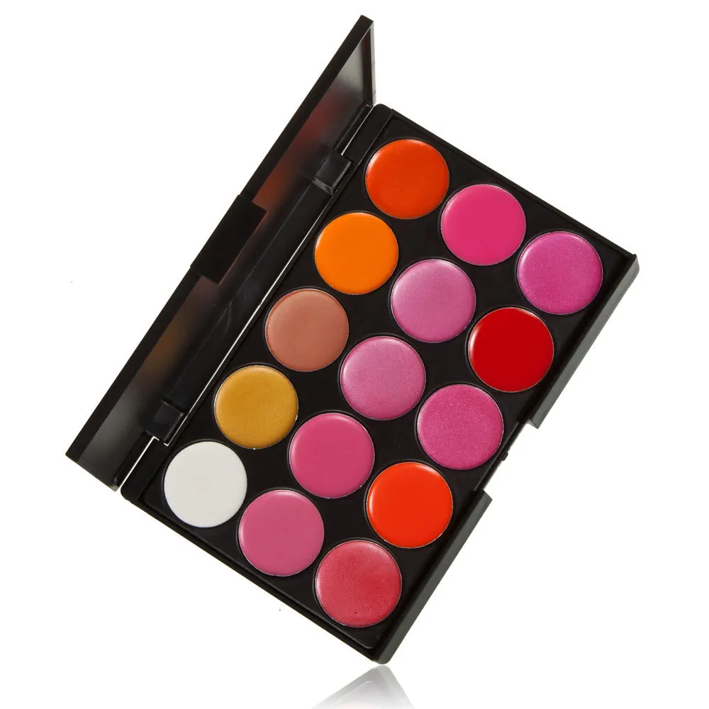 Sugar Box 15 Color Lipstick Lip Gloss Makeup Waterproof Naked Make Up Palette Lasting Moisturizing Lip Plumper