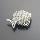 Fashion metal silver fish shape keychain/rhinestone fish key chain