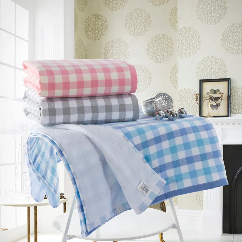 Fashion plaid bath towels,100% cotton towels,large size toallas