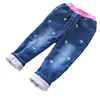 children pants and trousers winter girl pants jeans embroidery fleece worm kids pants