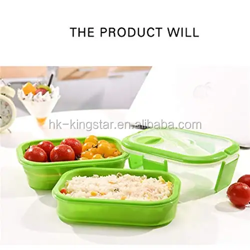 Cheap wholesale BSCI certificate 2 layers rectangle collapsible lunch box
