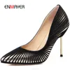 Fancy style sexy high heel dancing shoes pointed toe strip women pumps