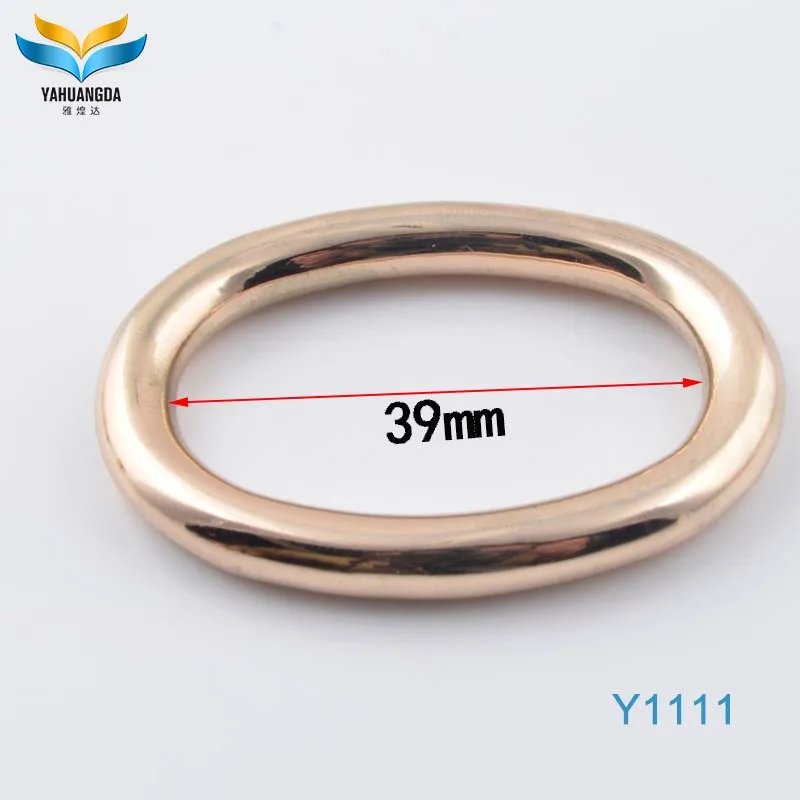 factory wholesale decorative shiny gold color custom made metal handbag oval o ring