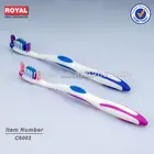 Adult toothbrush heads with tongue cleaner soft bristles
