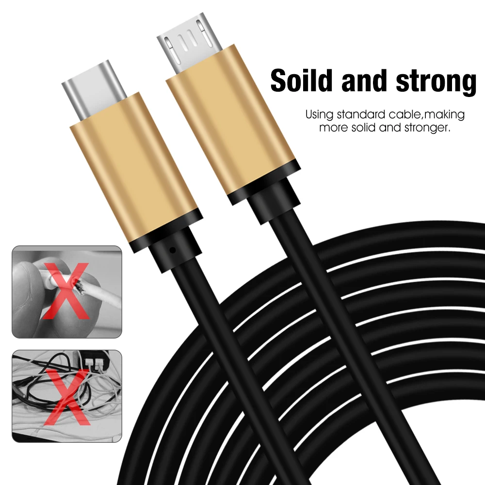 Gold cover black line type c to micro usb cable for PC,mobile phone and other devices CE/FCC/RoHS certificates - ANKUX.COM