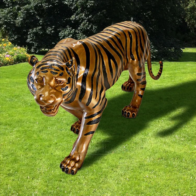 室外花园饰品金青铜巨型老虎雕塑雕像
