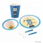 Joyhome Eco-friendly Pirate 5 PCS Bamboo Fiber Kids Dinner Set