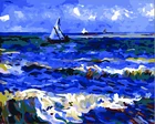 Wall Art Oil Painting DIY by Numbers for Kids Adults Abstract Sea View Landscape -Van Gogh Paint by Number Kit