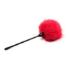 Red Furry Round Ball Pom Pom Feather Tip With Rubber Handle Tease Tickler Long Teaching Crop Band Duster Anal Massage