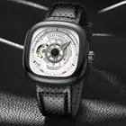 Top Men Custom Wrist Watch Logo Luxury Sport Men Genuine Leather Waterproof Fashion Skeleton Automatic Mechanical Watch
