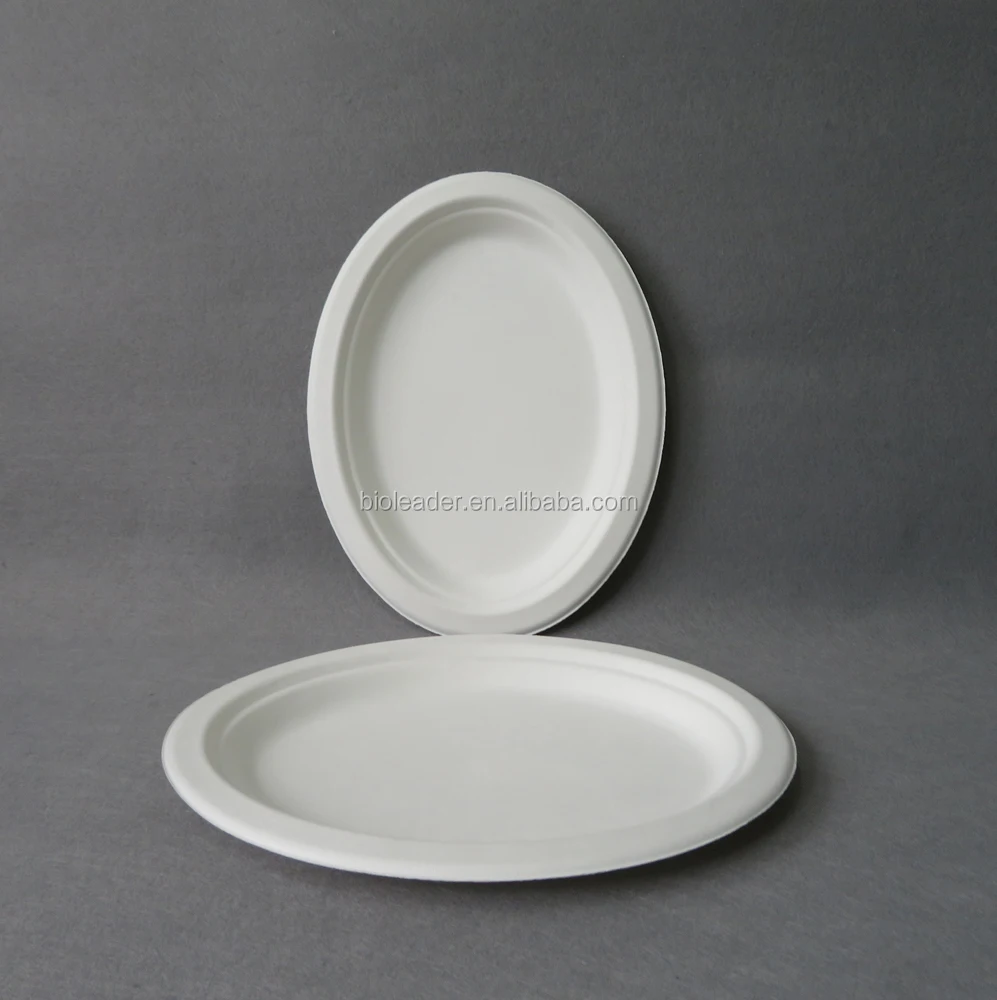 Bagasse Disposable Eco Tableware Oval Paper Plate