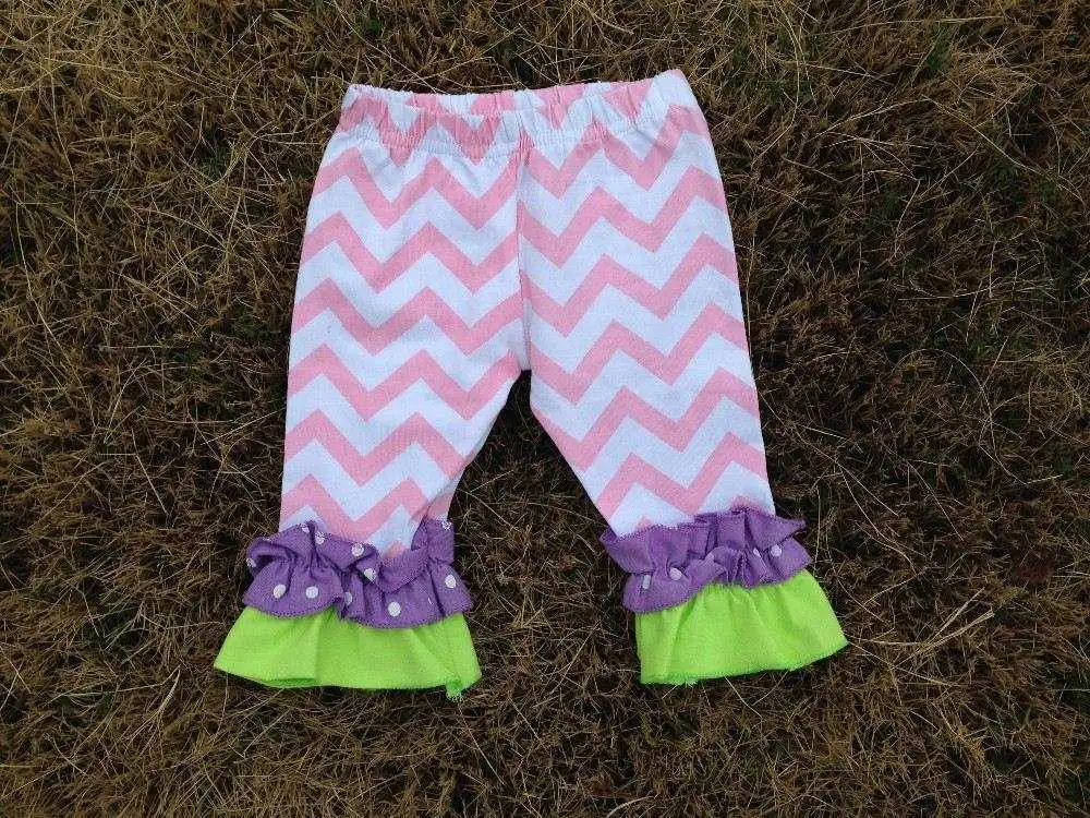 2015 new baby girls easter lime pink lavender bunny capri top set easter outfits with matching necklace and bow set