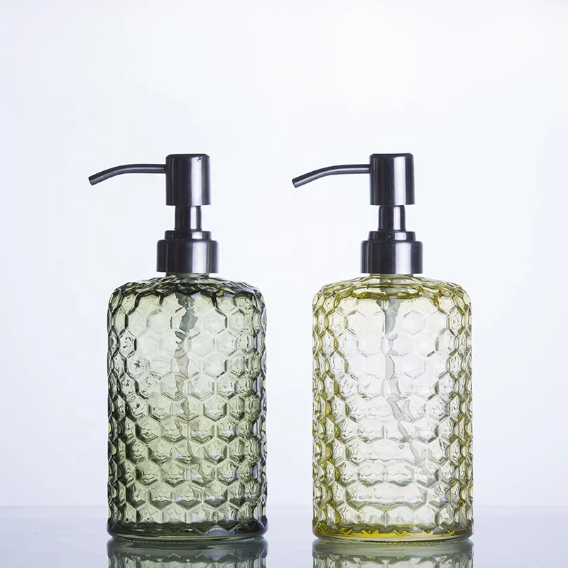 Wholesale Yellow Decorative Glass Soap Dispenser Customized Clear