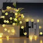 Party Decoration String Light Thanksgiving Christmas LED Rattan Ball String Light Home Garden Fairy Lamp Wedding Party Xmas Decor