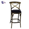 Classical Comfort Style Bronze Metal High Leg Cross Back Chair for dining room