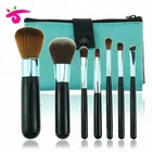 2019 Private Labeling 7pcs Best Selling Black Kabuki Powder Mask White Ferrule Makeup Brush Set with Top Quality Cute Bag