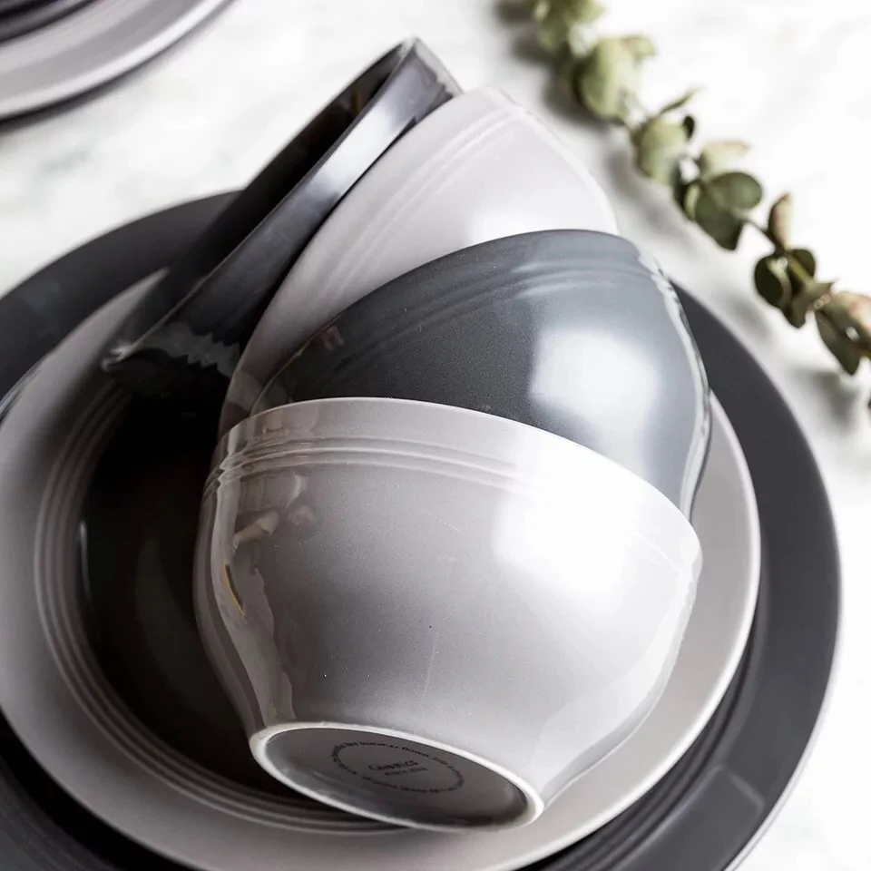 Light grey custom make your own japanese style fine porcelain nordic dinner plate for hotel