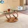 China manufacturer wholesale modern rotating folding glass coffee side table
