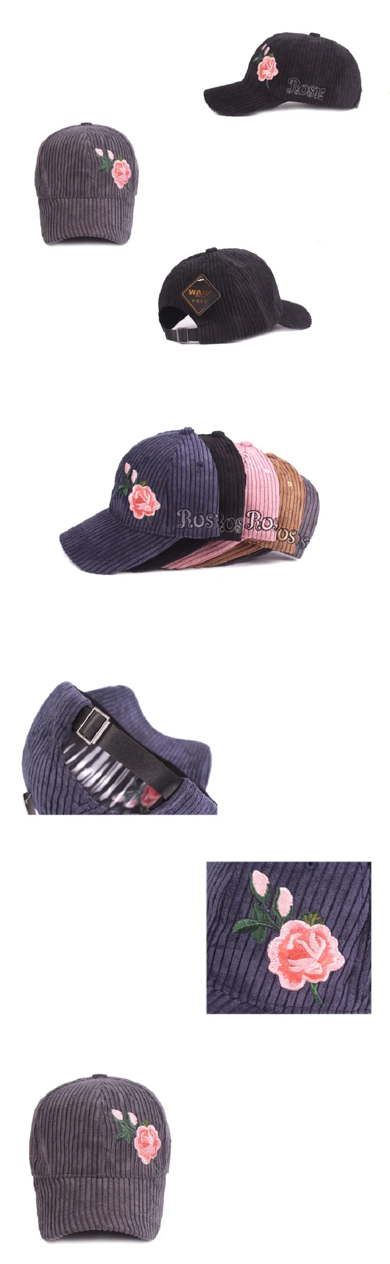 New Women Fashion Flower Rose Baseball Cap Cotton Girls Solid Hat Summer Casual Embroidery Hip Hop Cap New Women Fashion Flower Rose Baseball Cap Cotton Girls Solid Hat Summer Casual Embroidery Hip Hop Cap