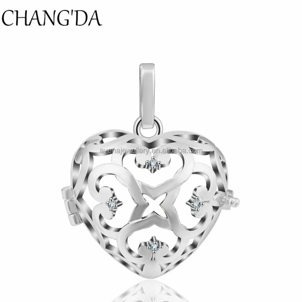 special gift for mom & baby 925 silver heart crystal cage