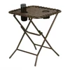Folding Side Table with Mesh Drink Holders for Patio, Garden, Picnics, Camping