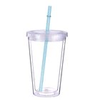 16oz Ddouble wall Acrylic tumbler plastic tumbler with straw cup