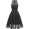 Fashionable Office Lady Formal Chiffon and Lace Crew Neck Sleeveless Prom Cocktail Swing Normal Dress