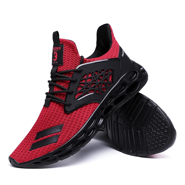 Fábrica de zapatos de cuero rojo de malla de los hombres mujeres corriendo deportes casual de moda baja MOQ logotipo personalizado zapatillas de deporte de la marca personalizar los zapatos