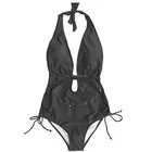 One piece tankini non-competition swimsuit for women padded tiny string modest bathing suit