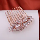 Rose Gold Flower Hair Combs Factory Wholesale CZ Bridal plain hair clips