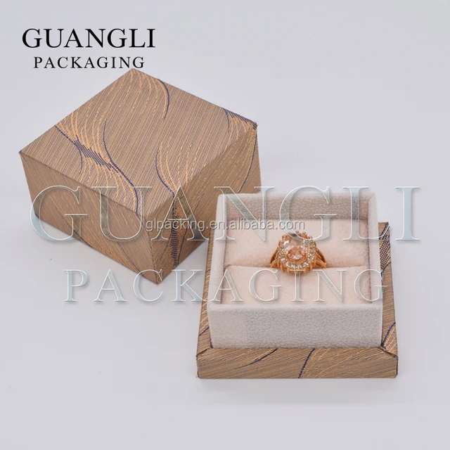 new arrival golden feather paper jewelry packaging gift ring box