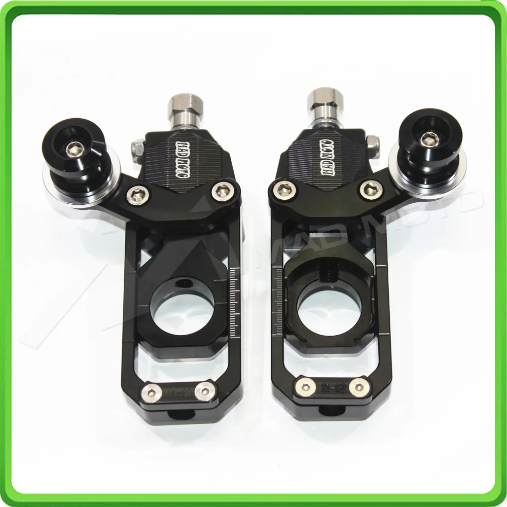 Motorcycle Chain Tensioner Adjuster with bobbins kit for Kawasaki Ninja ZX6R ZX-6R 2005 2006 2007 2008 2009 2010 2011 2012 Black (1)