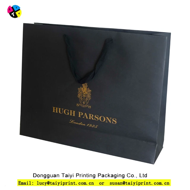 or silver foil hot stamping embossing logo shopping paper bag