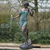 outdoor garden pond ornament antique bronze green life size beautiful lady statue water fountain