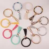 Wholesale 2019 Monogram Leather O Key Ring Custom Circle Bracelet Wristlet Keychain
