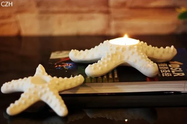 One Pair Creative Ceramic Starfish Candle Holder,Starfish Tea Light
